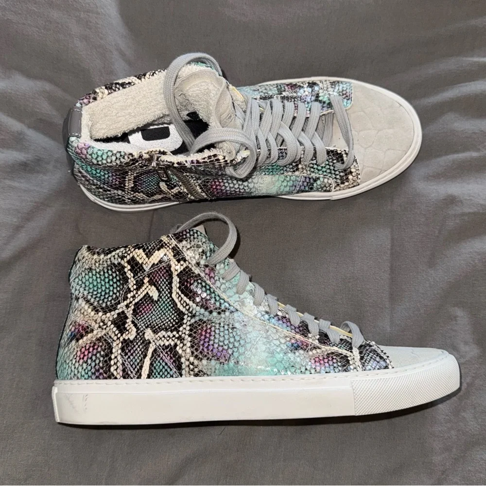 P448 High-Top Sneakers Leather Snakeprint 9 P-448 Italy shoes